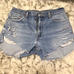 Distressed Levi Jean Shorts